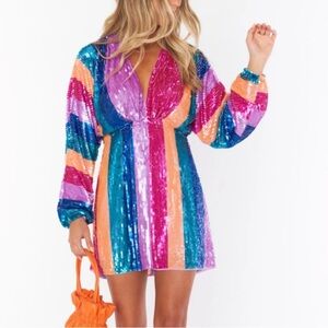 Show Me Your Mumu Sequin Striped Dress - Size M
